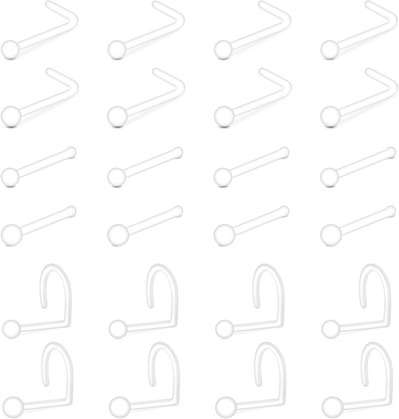 AVYRING خواتم أنف بلاستيكية واضحة لثقب الأنف لجراحة، مثبت أنف، دبابيس أنف، حلق شفاه، لسان، أذن، خواتم أنف واضحة للعمل، خواتم حلمة، حلقة حدوة، غضروف، روق، حلق ديث، مثبتات ثقب صناعية بلاستيكية - Image 1